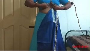 desi Indian  tamil aunty telugu aunty kannada aunty  malayalam aunty Kerala aunty hindi bhabhi horny cheating wife vanitha wearing saree showing big boobs and shaved pussy Aunty Changing Dress ready for party and Making Video